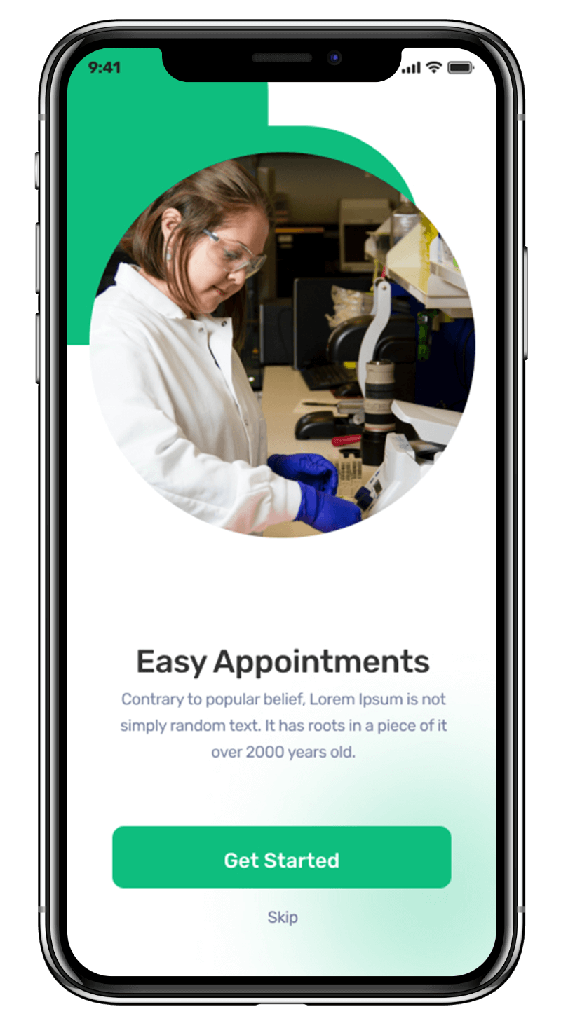 Medmatch mhealth app UI showcasing an easy appointment booking screen for patients to quickly schedule appointments with doctors.designed by avval digital marketing company.
