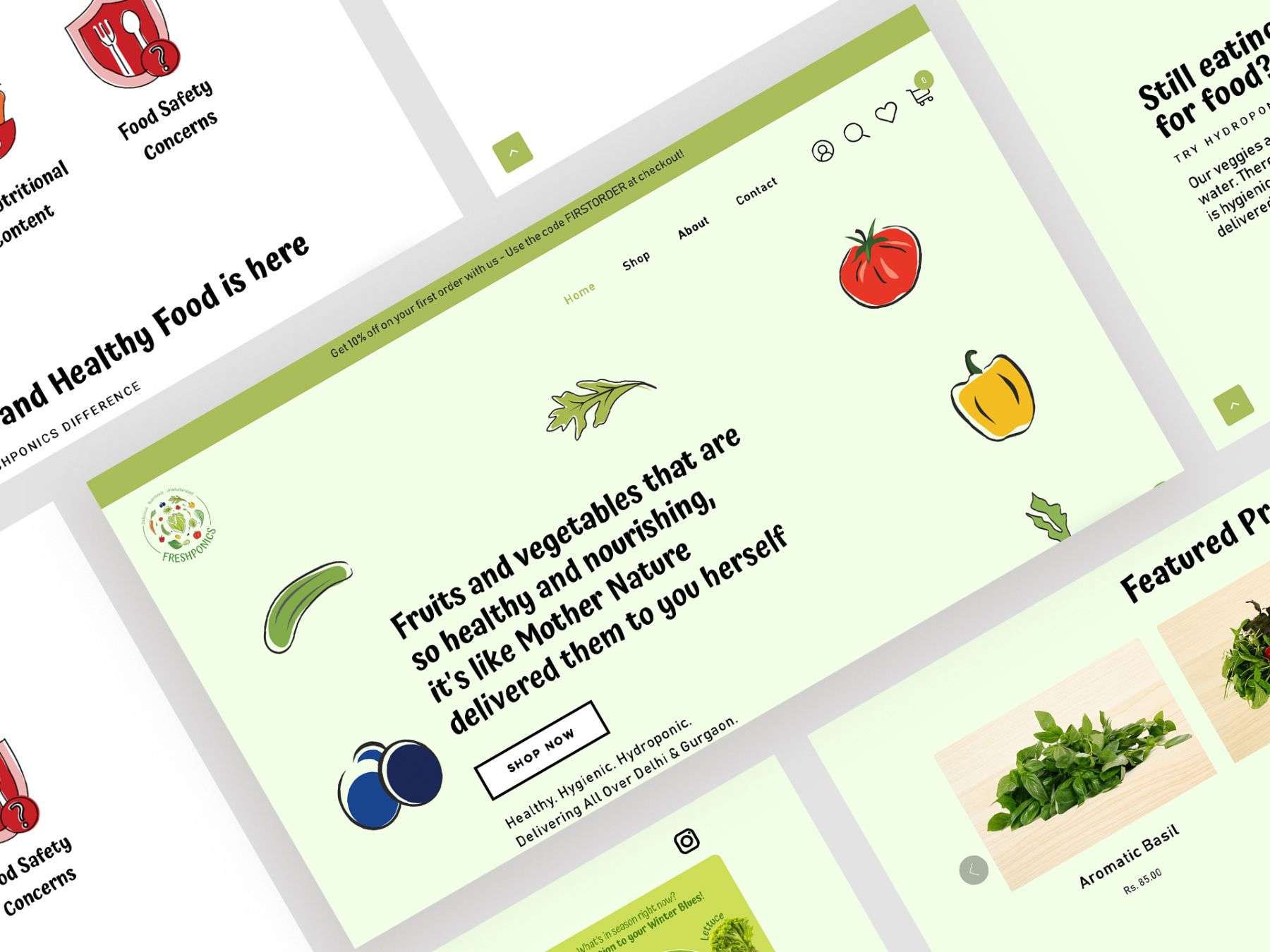 Freshponics website designed by Avval SEO Services, showcasing the future of sustainable agriculture with hydroponic farming solutions