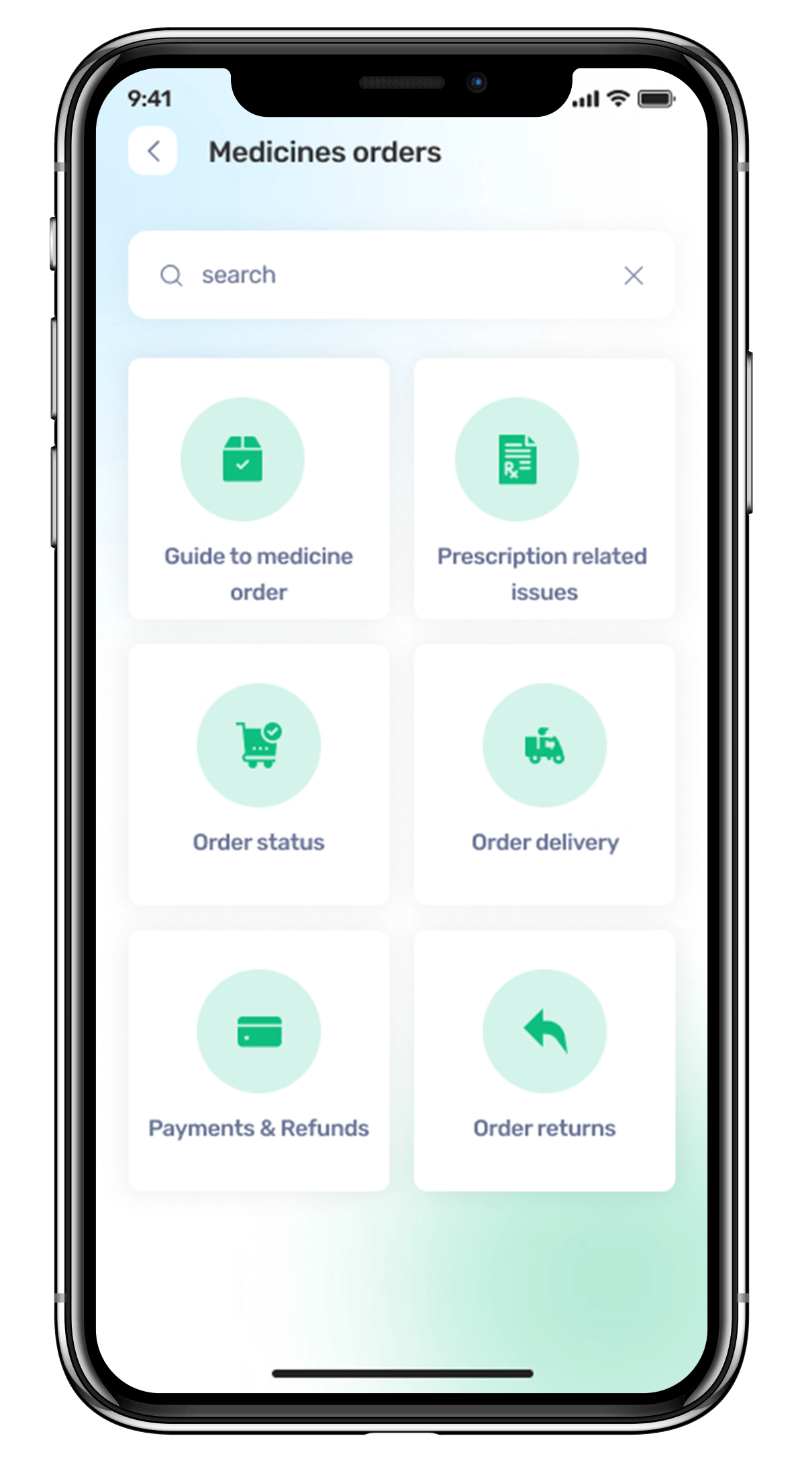 Medmatch mhealth app UI showcasing medicine ordering feature for patients to easily order and manage their medications designed by avval digital marketing company.