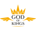 The image showcases the logo of A God of Kings, a modern design in Black and Yellow colour in transparent background designed by Avval