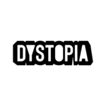 The image showcases the logo of Dystopia, a modern design in Black colour in transparent background designed by Avval Digital Marketing