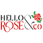The image showcases the logo of Hello Rose & Co a modern design in Black and red color in transparent background designed by Avval Digital Marketing Company in Bhopal Madhya Pradesh