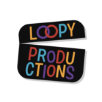 The image showcases the logo of Loopy Productions a modern design in Various colors transparent background designed by avval seo company in bhopal