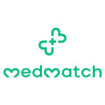 The image showcases the logo of Medmatch mhealth platform in green color transparent background, a client of Avval marketing company