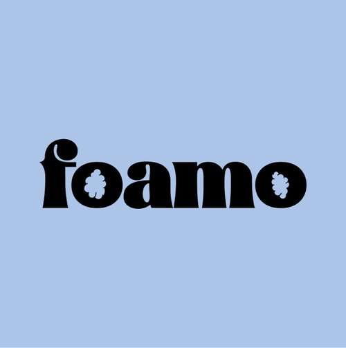 Logo design of Foamo Babycare Brand in black color and on pastel blue background designed by Avval Digital Marketing Company in Bhopal