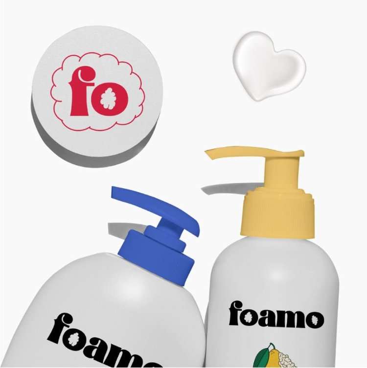 A mock up of Foamo's Baby Shower Gel Packaging and Branding as a portfolio by Avval Digital Marketing in Bhopal