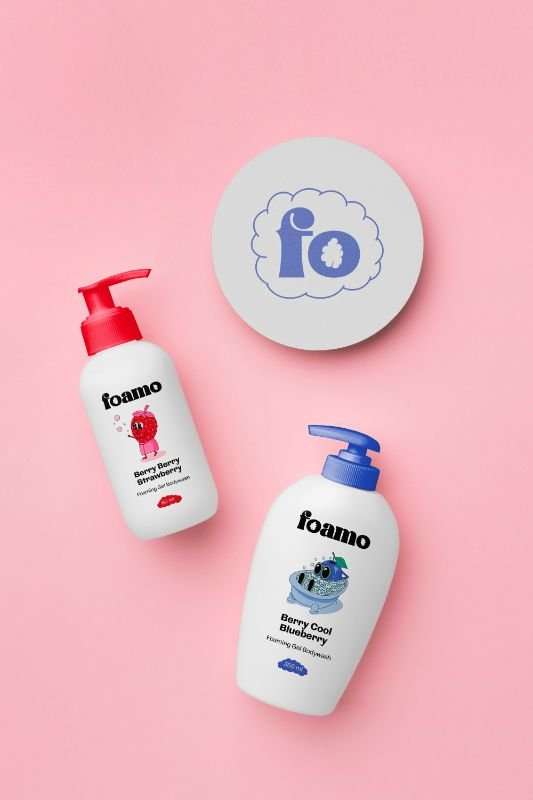 A cute and playful packaging design for Foamo's Baby Shower Gel by Avval Digital Marketing