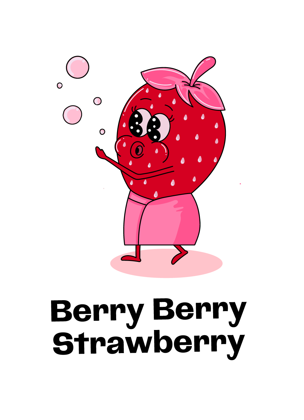 An Illustration of bathing Strawberry playing with bubbles designed by Avval Digital Marketing Company in bhopal