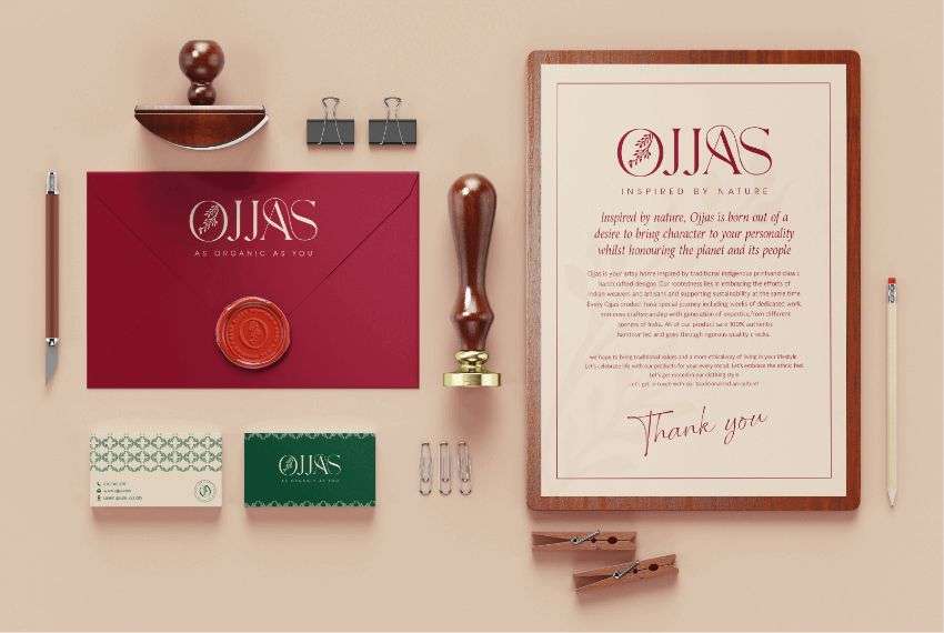 A showcase of sustainable and ethical branding and packaging design work done by Avval Digital Marketing Company for Ojjas brand.