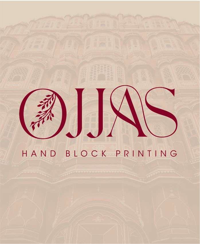 The primary logo of Ojjas brand, featuring floral elements in red color, designed by Avval Digital Marketing Company