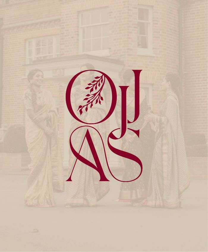The Secondary logo of Ojjas brand, featuring floral elements in red color, designed by Avval Digital Marketing Company