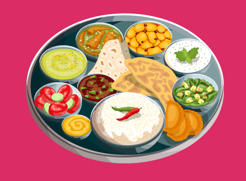 An illustration of Thali for shahi dabba, an indian restaurant by Avval Digital Marketing Company in Bhopal